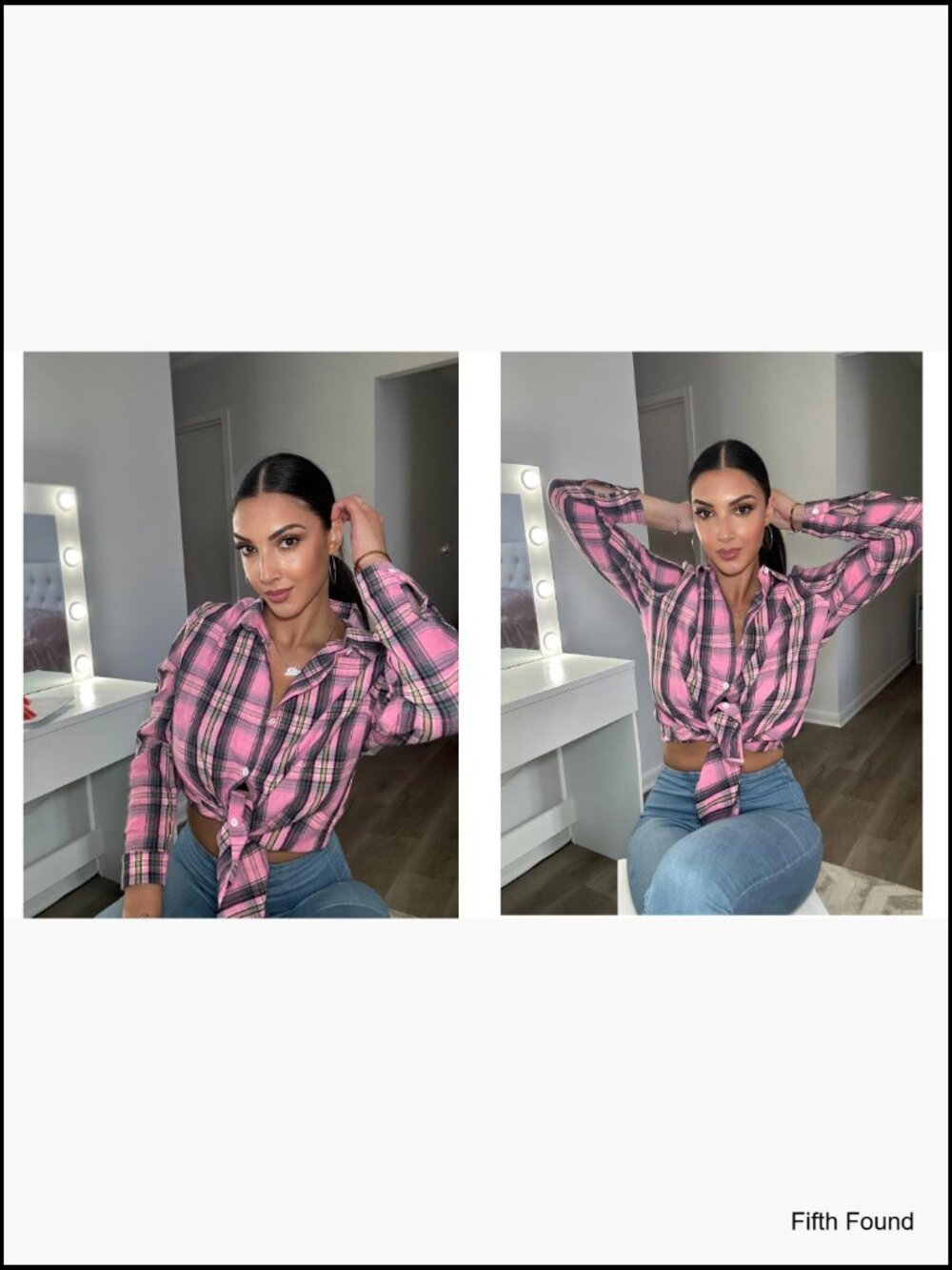 Women's Flannel Button Down Shirt Long Sleeve Plaid Casual Work Top - Picture 5 of 6